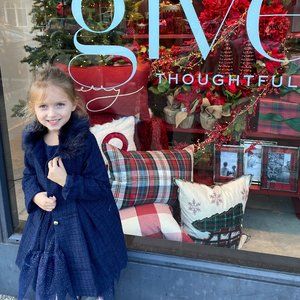 Janie & Jack Blue Faux Fur Collared Jacket - Girls size 2-4